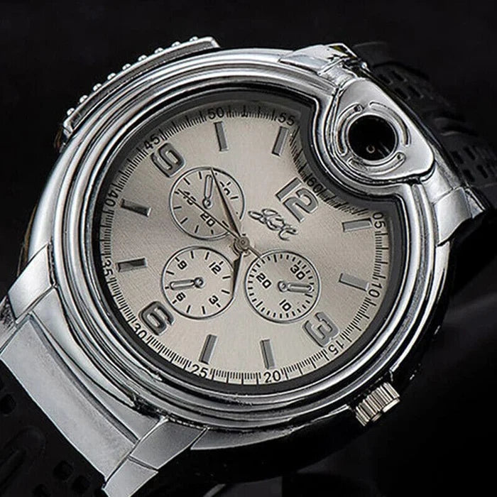 2-in-1 Wristwatch Lighter And USB Flame Lighter with Leather Strap