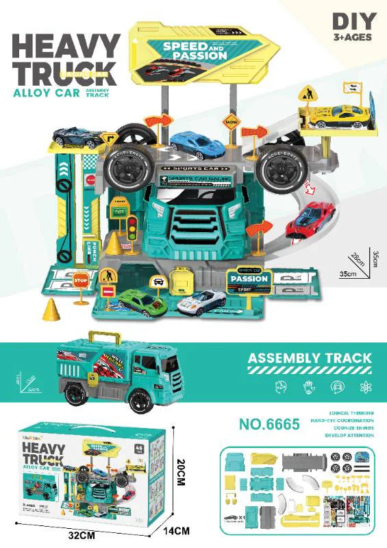 2 in 1 DIY Speed passion Alloy Parking Lot