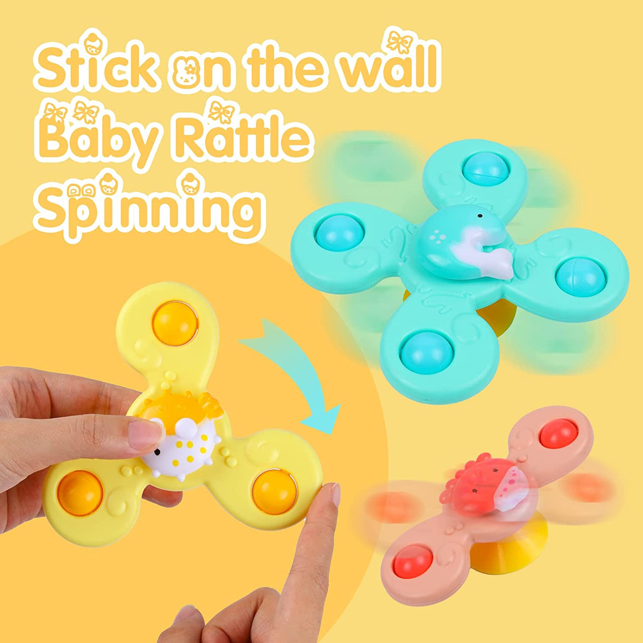 Pack of 3 New Born Baby Rattle Spinners