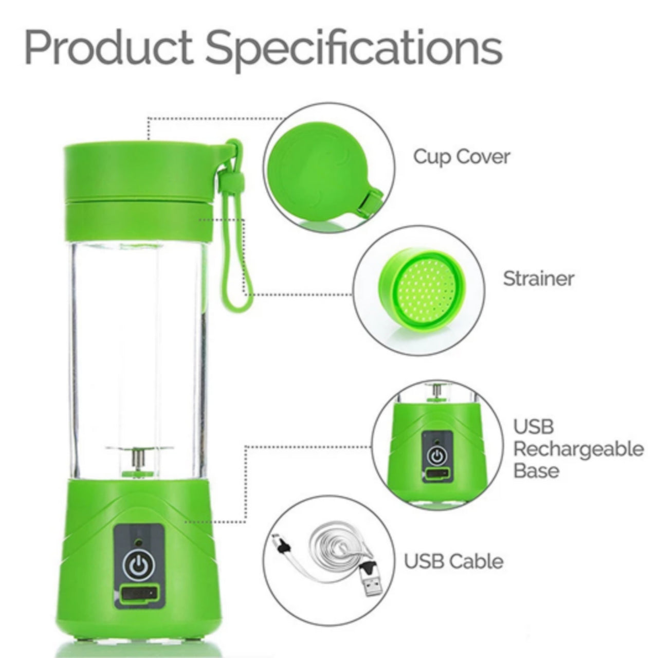 USB Chargeable Juicer Blender 6 Blades