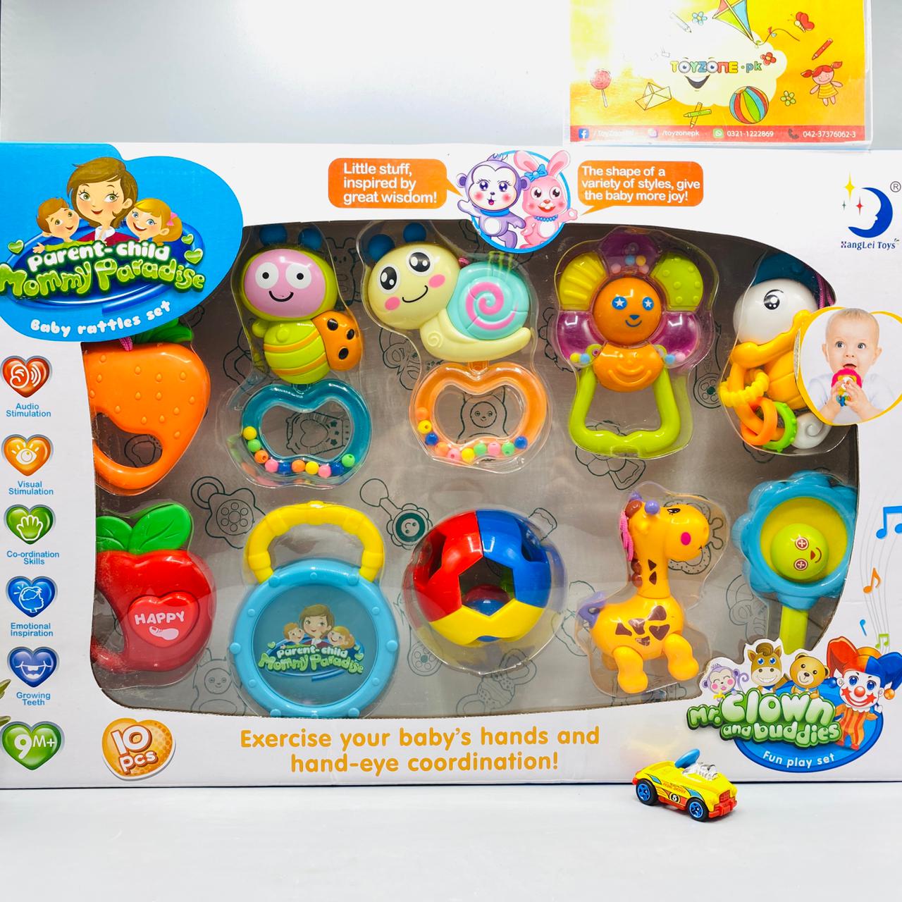 10 pieces baby rattle play set