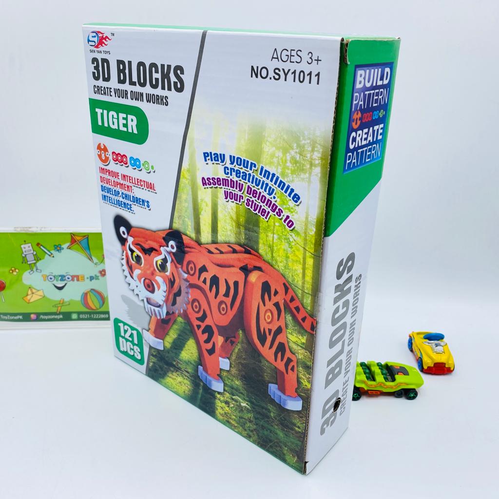 121 pieces 3d tiger puzzle blocks