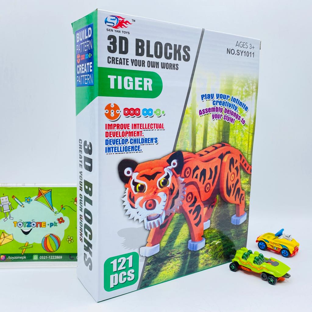 121 pieces 3d tiger puzzle blocks