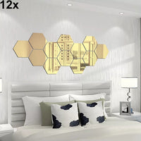 Thumbnail for 12x acrylic hexagon wall decor mirror gold