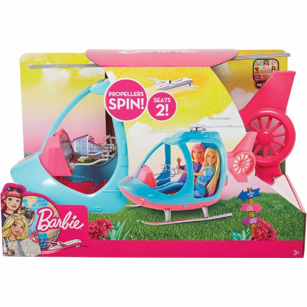 Barbie Helicopter, Pink and Blue with Spinning Rotor