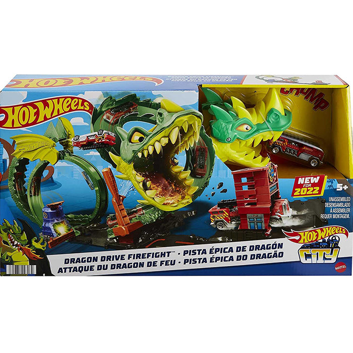 Hot Wheels Track HDP03 Fire Truck City Dragon Drive