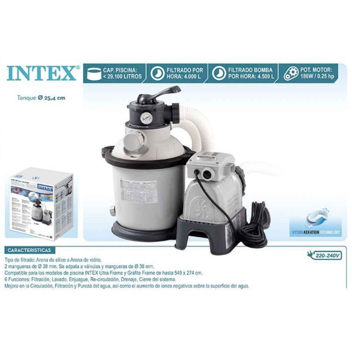 Intex Krystal Clear Sand Filter Pump (4500 LPH / 1200 GPH) 220
