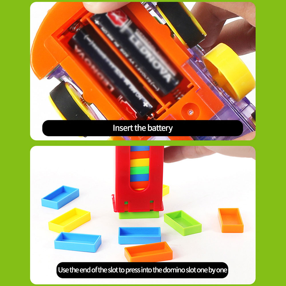 60Pcs Dominoes Blocks Set Electric Train