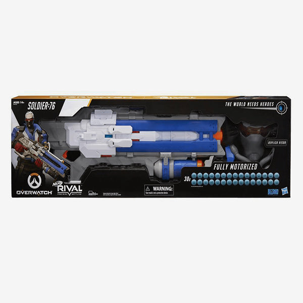 nerf overwatch soldier 76 rival blaster fully motorized lights recoil action for teens adults
