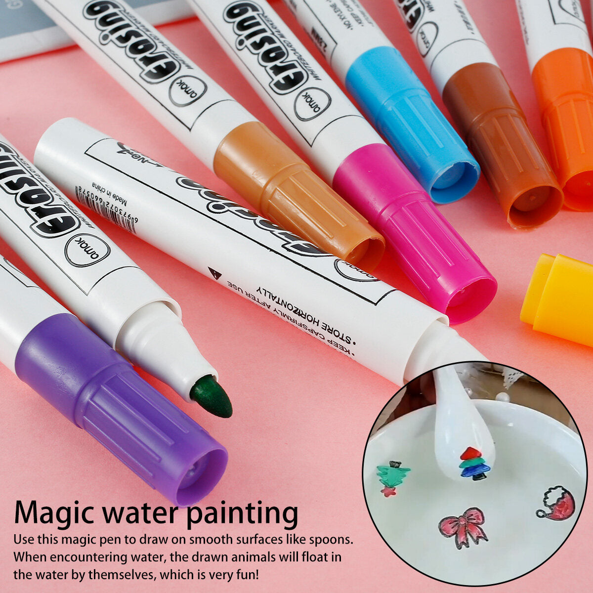 Magical Floating Painting In Water With Spoon (8 pcs Marker)