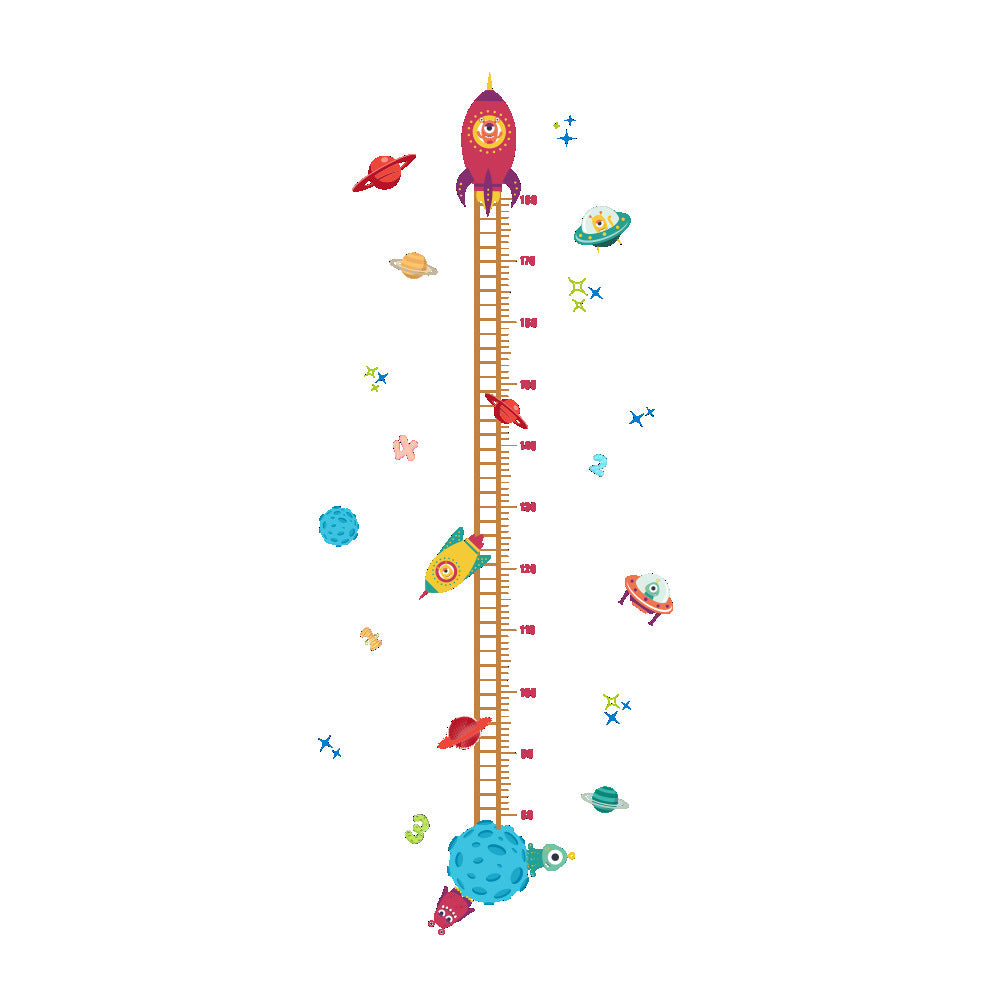 Cartoon Rocket Kids Baby Height Measure Wall Sticker