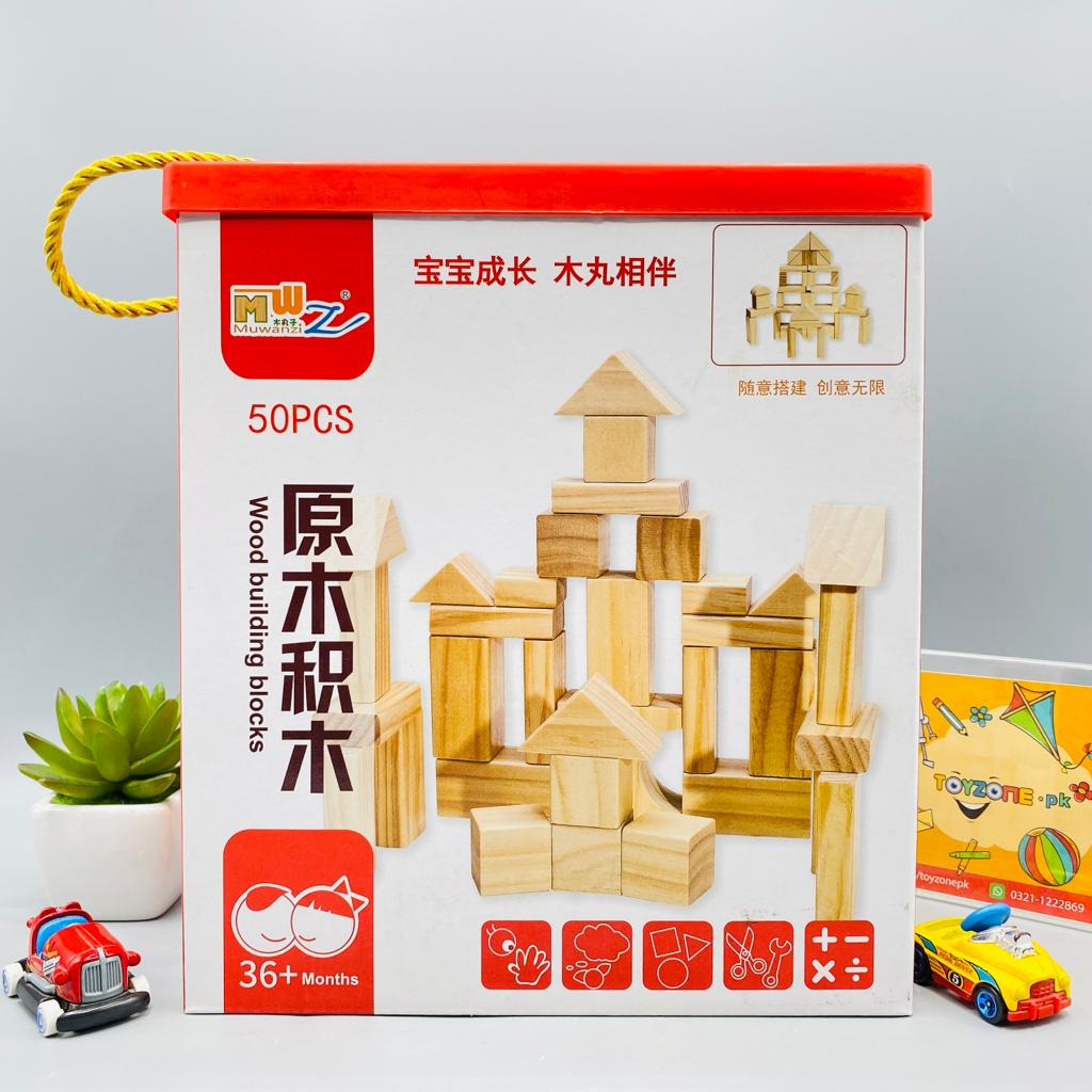 50 pcs wooden building blocks