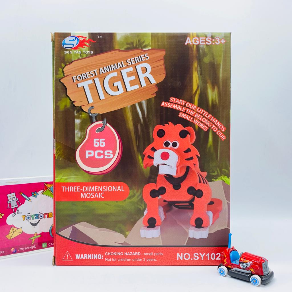 55 pieces 3d tiger puzzle kit