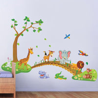 Thumbnail for Cartoon Jungle Forest Trees Animal Wall Sticker