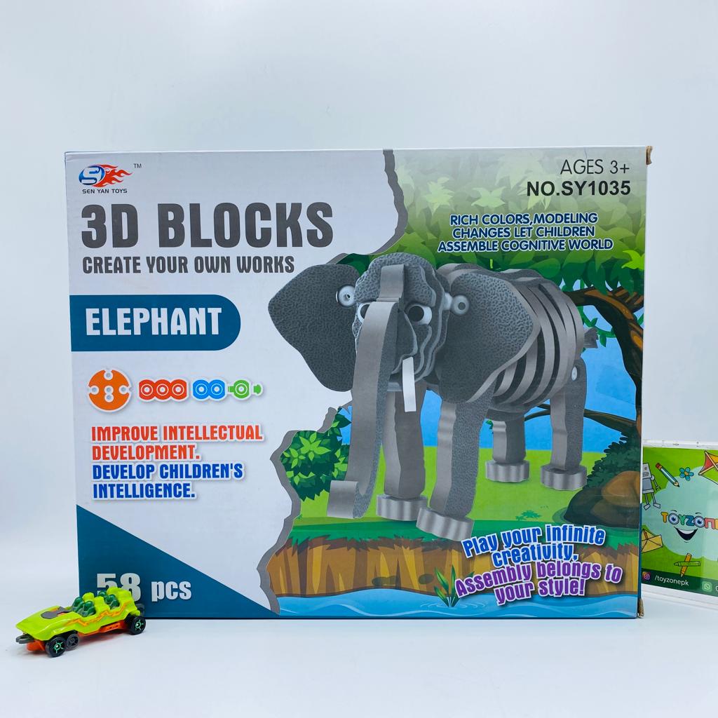 58 pieces 3d elephant puzzle blocks