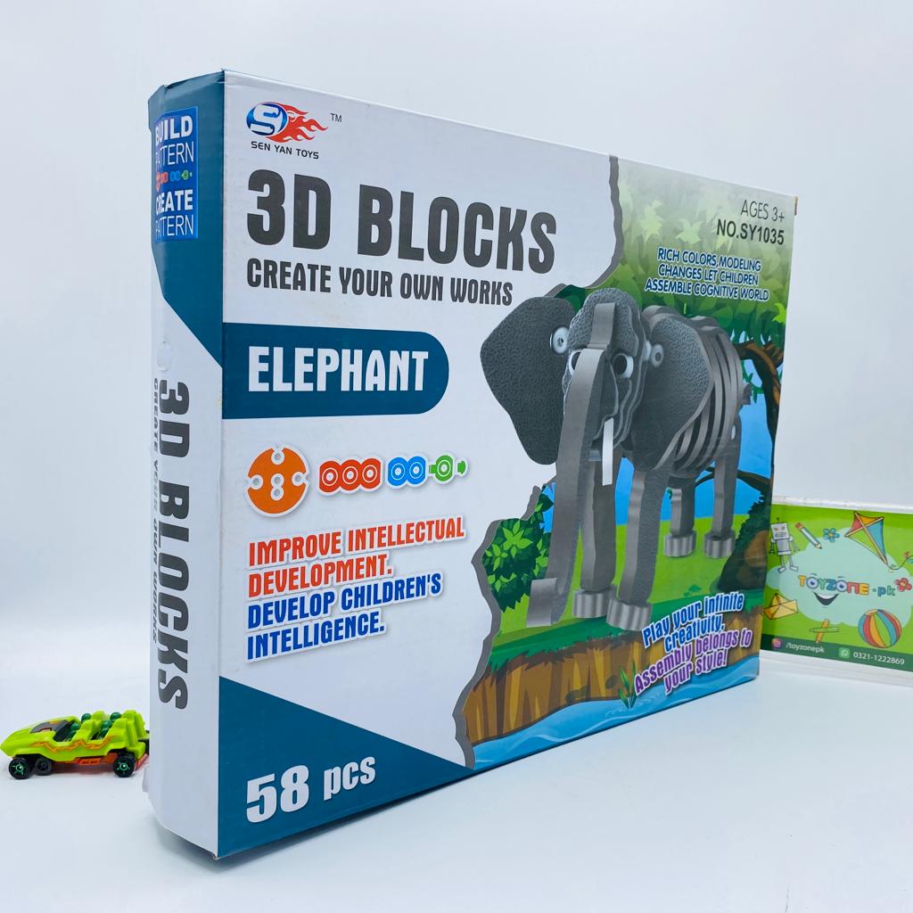 58 pieces 3d elephant puzzle blocks