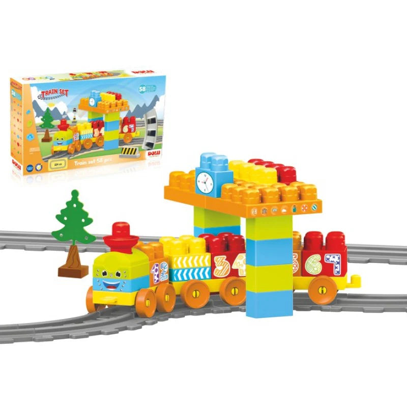 58 pieces dolu train set blocks