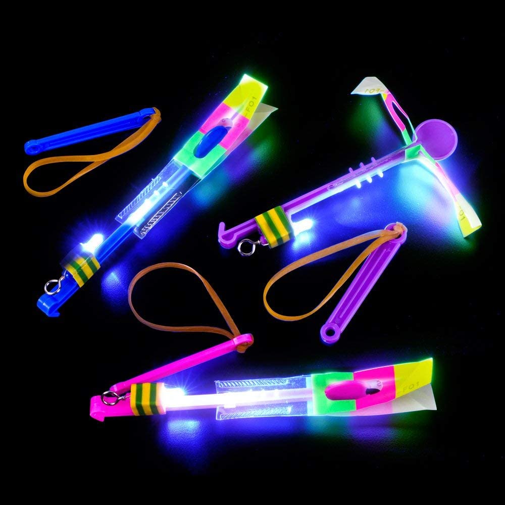 Slingshot Flying Copter With LED Lights Pack of 10