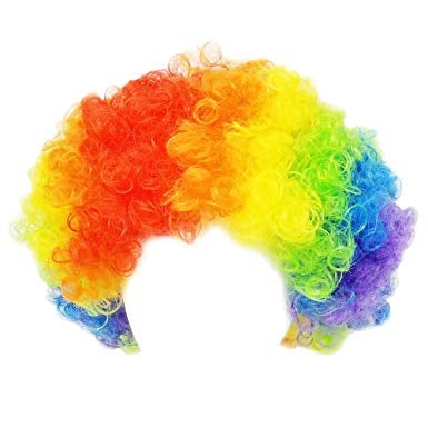 halloween rainbow clown wig