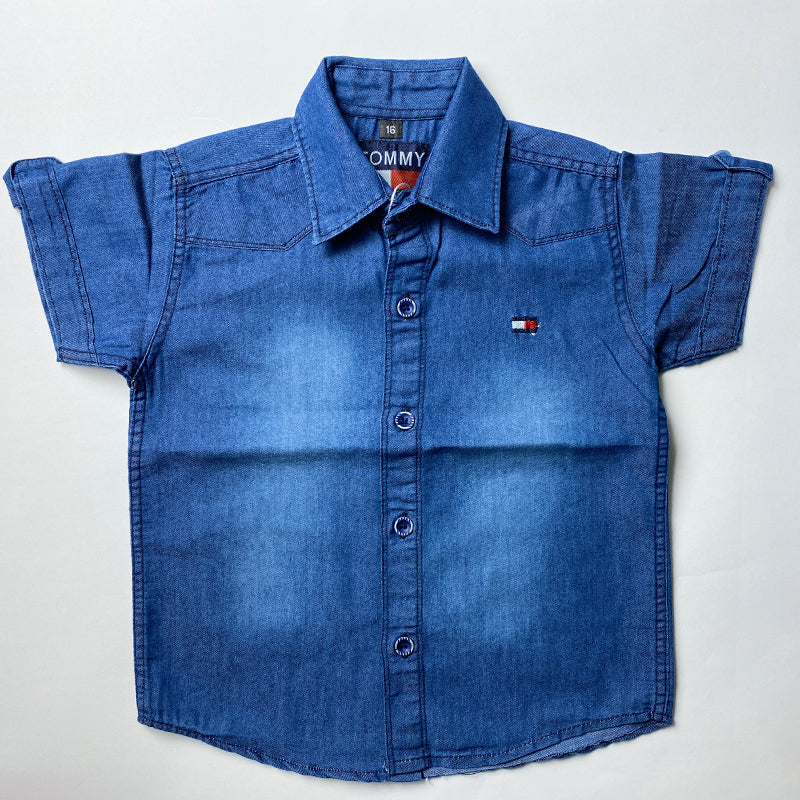 blue denim style shirt for kids