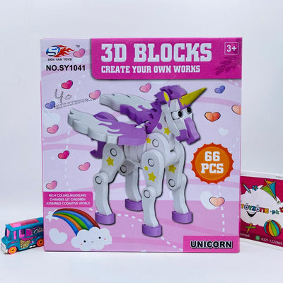 66 Pieces 3D Unicorn Puzzle Blocks