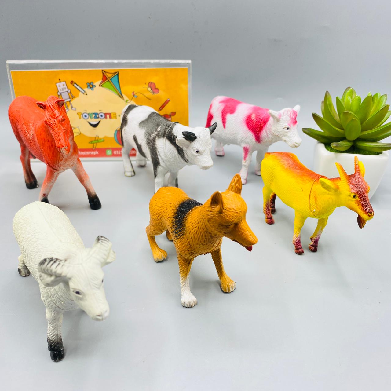6 pieces medium size farm animal set for kids