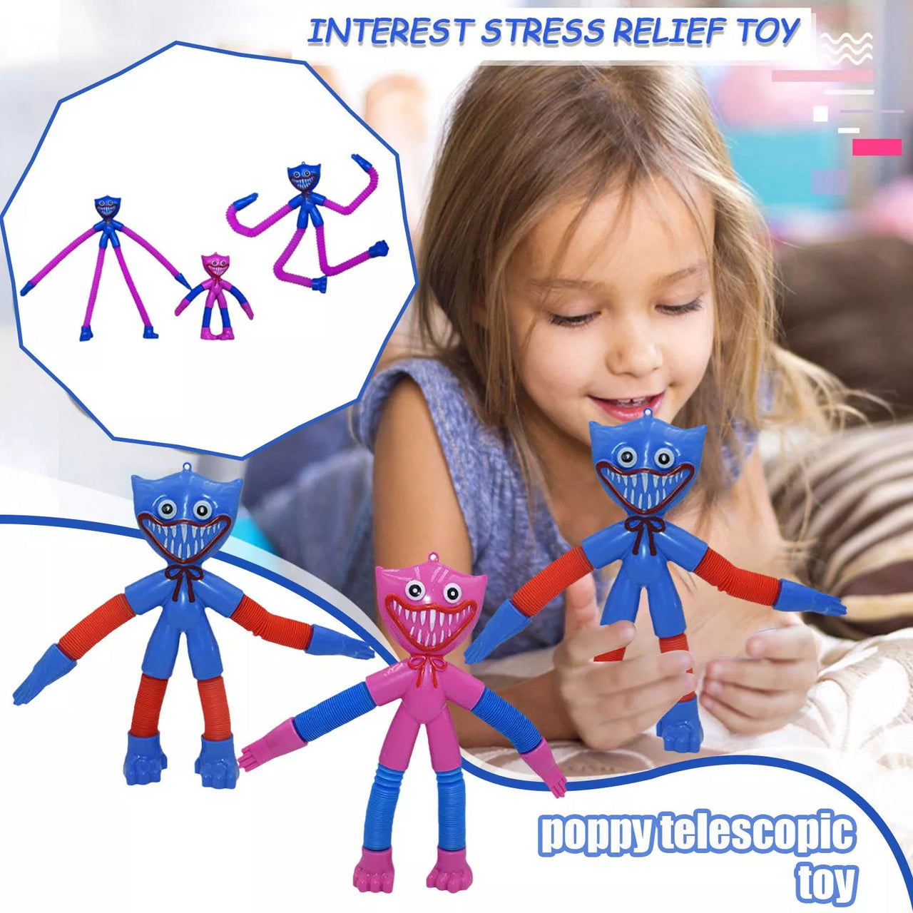 Cheap Pop Tube Game Poppy PlayTime Fidget Toy Stress Relief Huggy