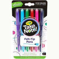 Thumbnail for crayola take note washable felt tip pens 6 piece