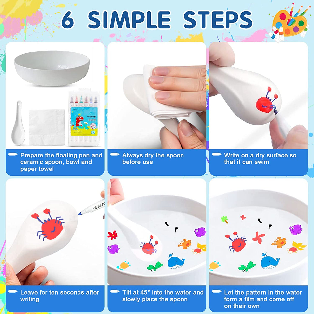 Magical Water Floating Pens With Spoon (2pcs Marker)