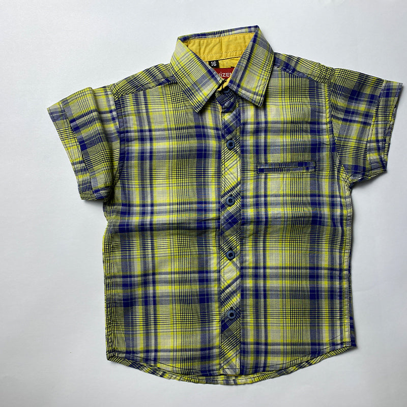yellow checked cotton shirt for kids
