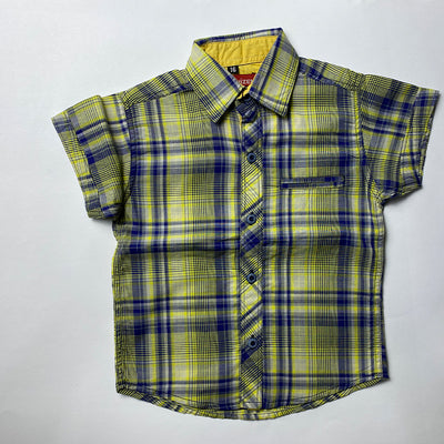 Yellow Checked Cotton Shirt For Kids