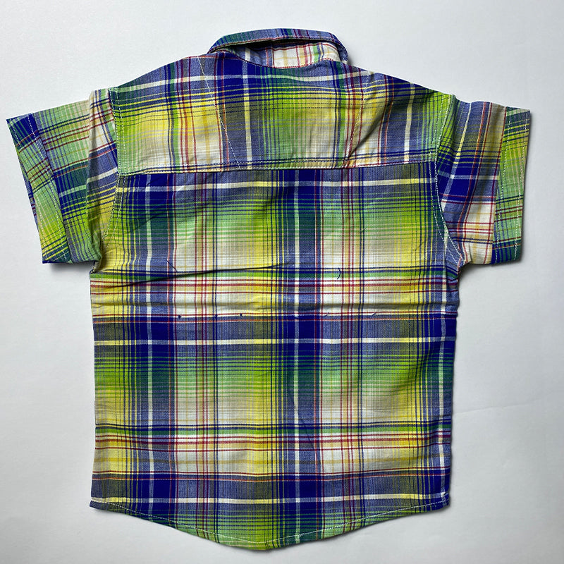 copy of sky blue checked cotton shirt for kids