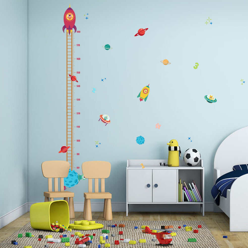 Cartoon Rocket Height Measure Wall Sticker