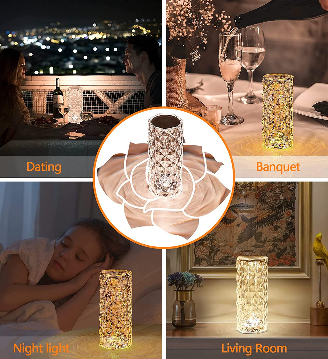 USB Rechargeable Crystal Table Lamp