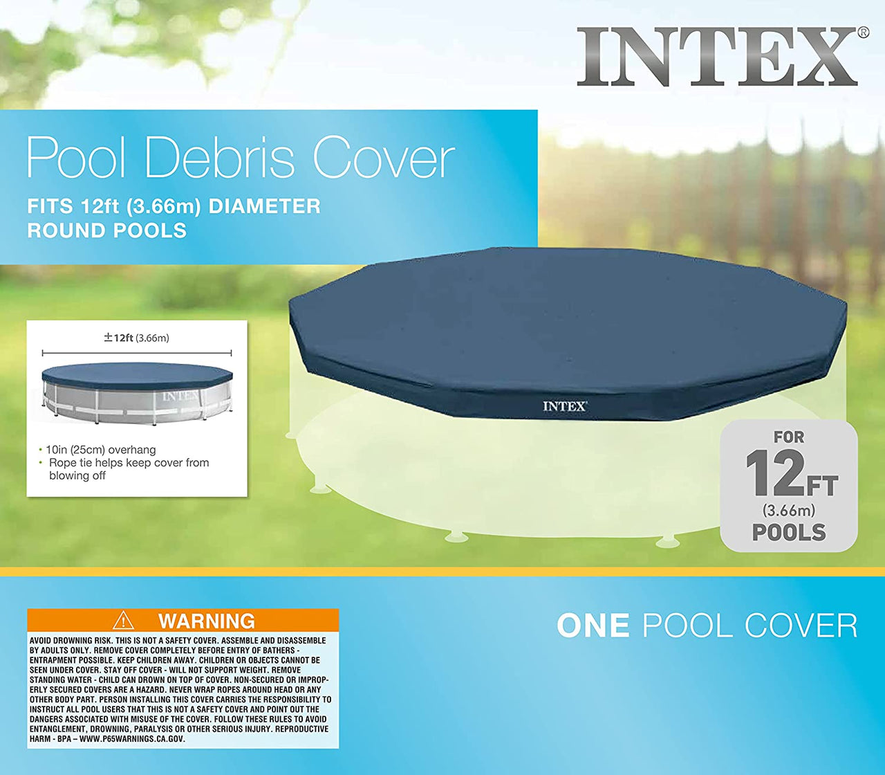 Pool Cover 12' (3.66 m) Diameter for Frame Pools