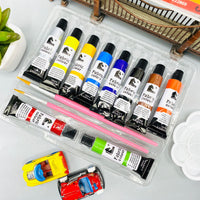 Thumbnail for 8 pieces fabric color tubes with 2 paint brushes and palette