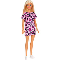 Thumbnail for barbie doll blonde wearing pink heart print dress