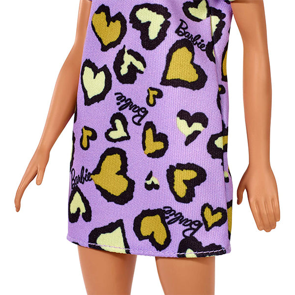 barbie doll blonde chic fashionista wearing purple dress