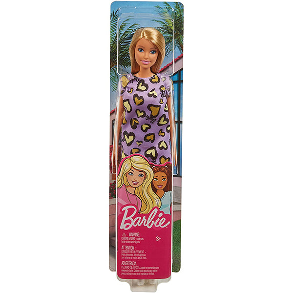 barbie doll blonde chic fashionista wearing purple dress