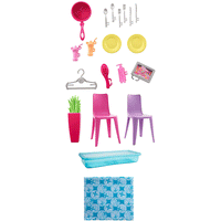 Thumbnail for barbie dollhouse portable 1 story playset with pool