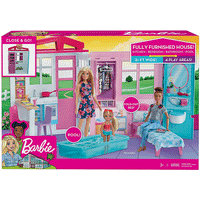 Thumbnail for barbie dollhouse portable 1 story playset with pool