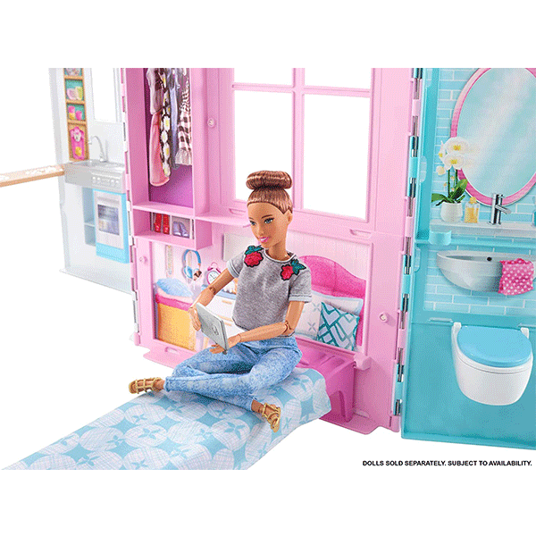 Buy Barbie Dollhouse Portable 1 Story Playset with Pool Online In