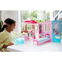 Thumbnail for barbie dollhouse portable 1 story playset with pool