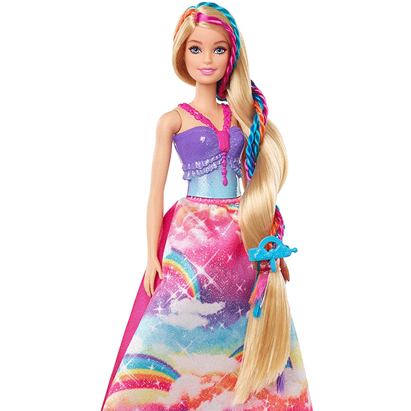 barbie dreamtopia twist n style hair princess doll with accessories