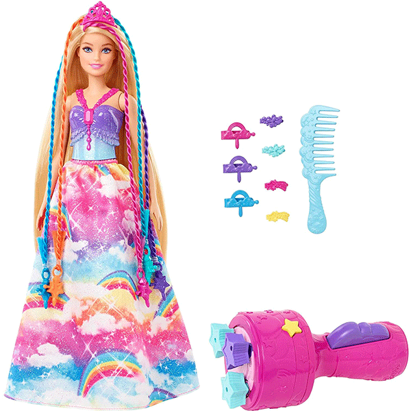 barbie dreamtopia twist n style hair princess doll with accessories