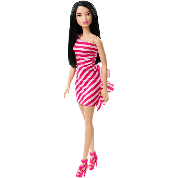 barbie glitz doll pink striped dress