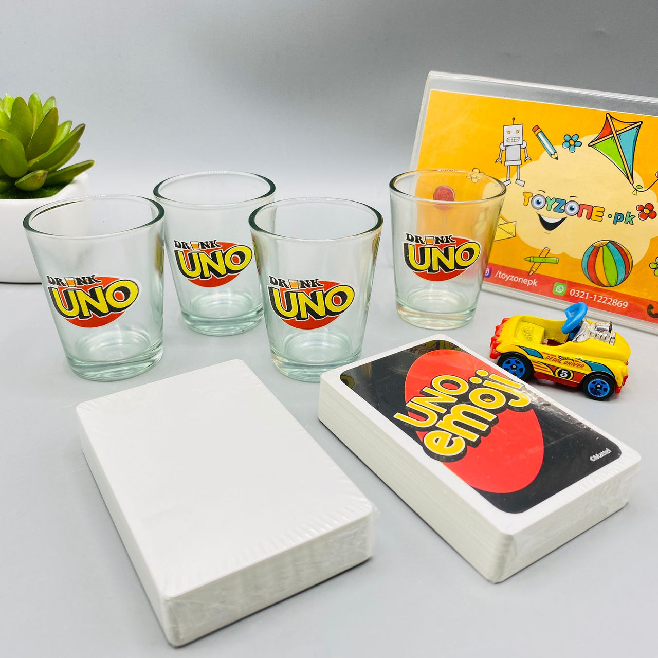 uno game card with shot glasses