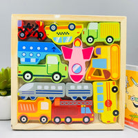 Thumbnail for Cartoon Animal Car Wooden Peg Puzzles Board Educational Toy