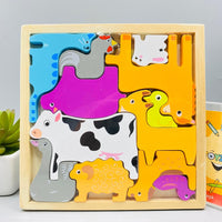 Thumbnail for Cartoon Animal Car Wooden Peg Puzzles Board Educational Toy