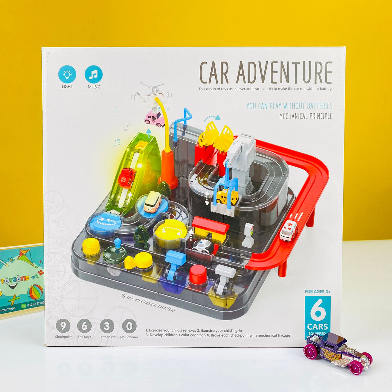 childrens car track car adventure with a helicopter